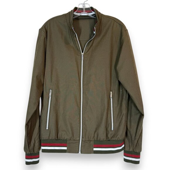 Diesel Olive Green Bomber Jacket Size S Striped Ribbed Trim, Streetwear Style - Picture 1 of 8